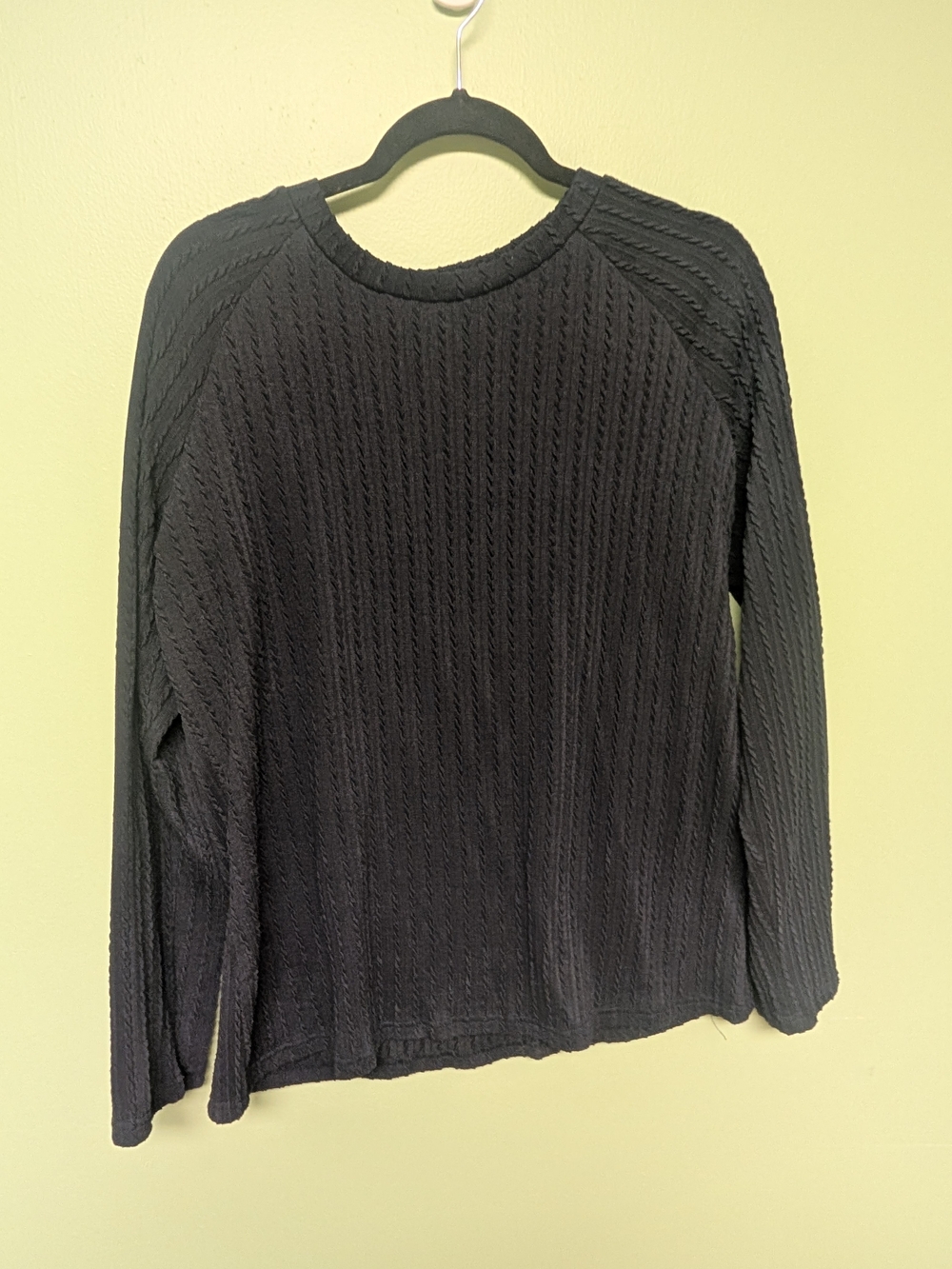 Women's Black Cable Crewneck Sweater